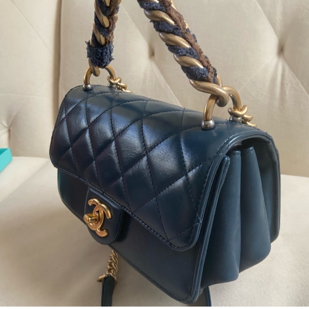 Chanel 🔥RARE 🔥 Navy blue Lambskin   tweed , , 3 compartments , 2018-2019 - Picture 3 of 7